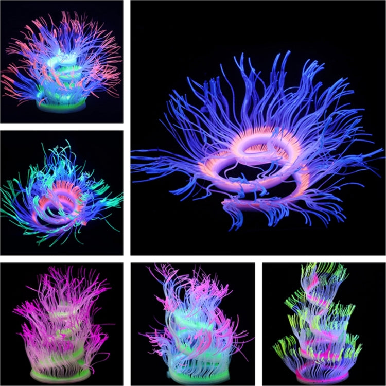 Aquarium Fish Tank Landscaping Decoration Silica Gel Simulation Software Coral Fluorescent Anemone, Size: