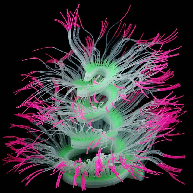 Aquarium Fish Tank Landscaping Decoration Silica Gel Simulation Software Coral Fluorescent Anemone, Size: