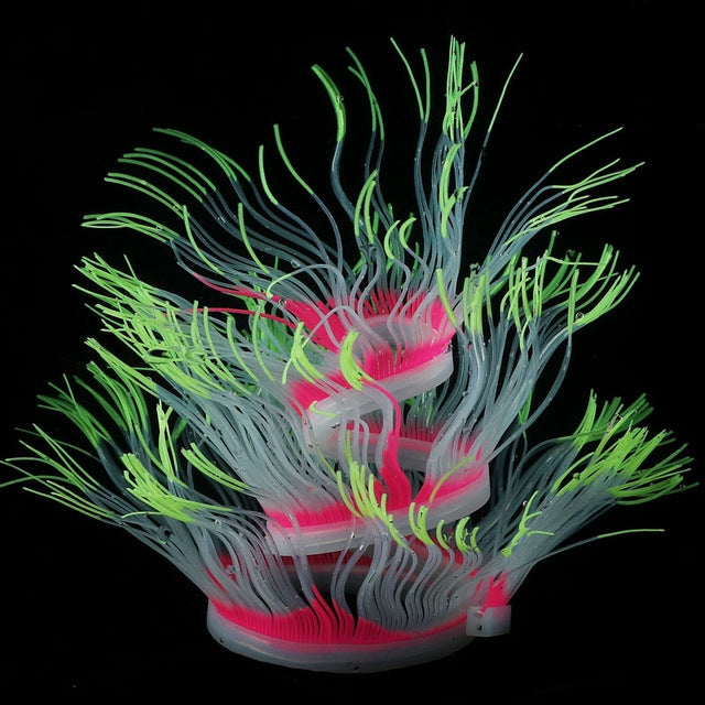 Aquarium Fish Tank Landscaping Decoration Silica Gel Simulation Software Coral Fluorescent Anemone, Size: