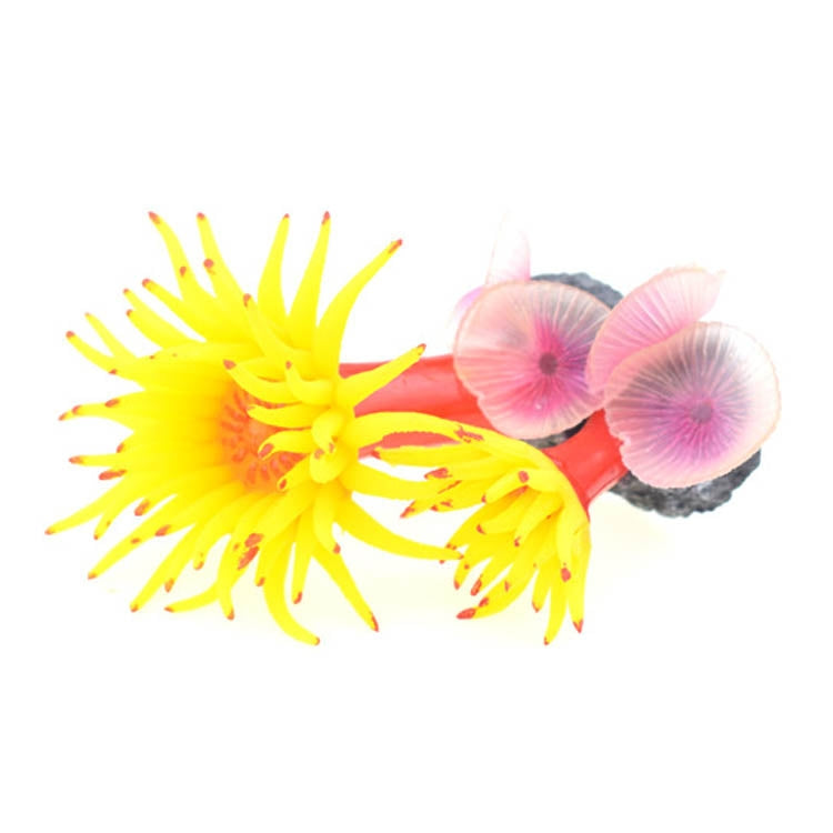 Fish Tank Aquarium Simulation Landscaping Seabed Mollusk Coral Simulation Sea Tree Silicone Ornaments, Yellow, White