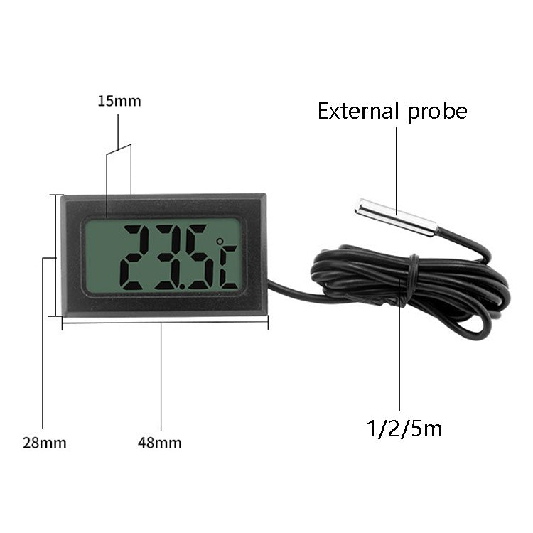 Fish Tank Digital Thermometer Waterproof Probe Electronic Measuring Thermometer, Line Length: 5m (Black)