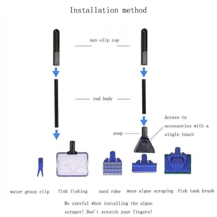 Fish Tank Aquarium 5-in-1 Cleaning Tool Set