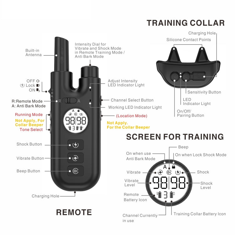 Intelligent Remote Control Dog Trainer Automatic Barking Stop Collar