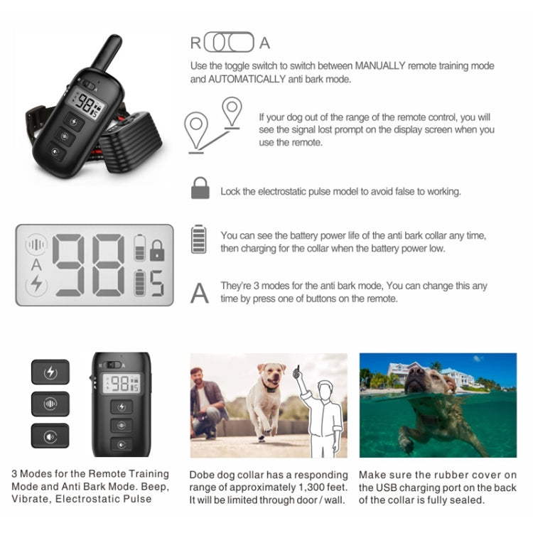 Remote Control Trainer Dog Collar Automatic Bark Stop Device