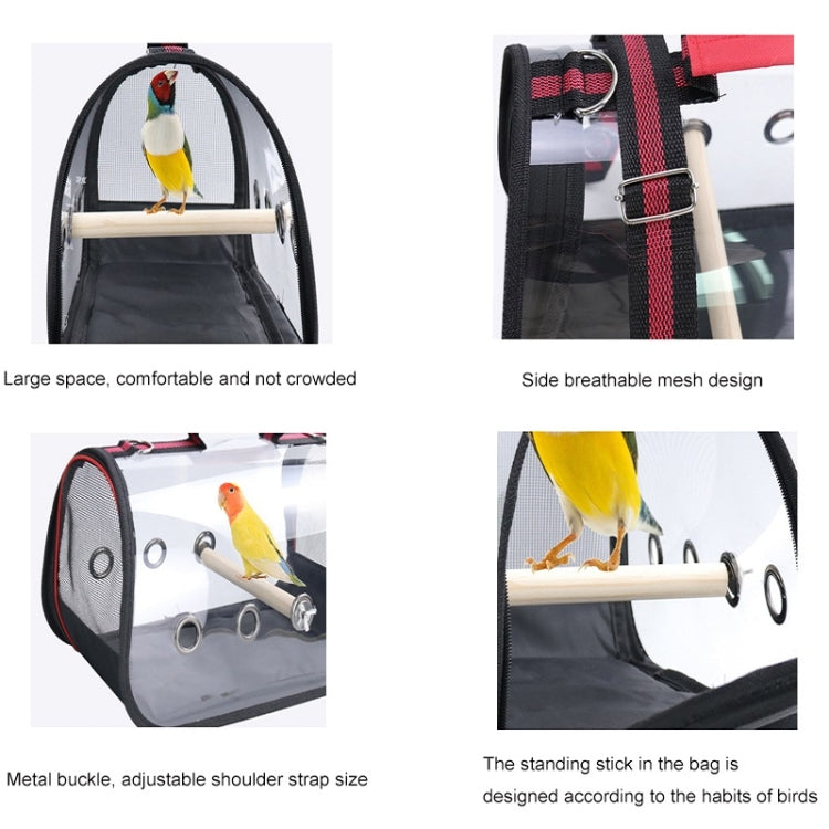 Transparent Ventilation With Wooden Standing Stick Bird Cage Small Pet Out Bag, S Bird Cage