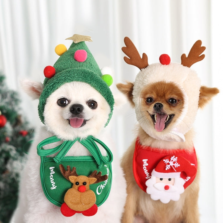 Pet Christmas Hat Saliva Festive Dressing Supplies, Bibs Green, Bibs Red, Green Hat S, Green Hat L, White Hat S, White Hat L, Red Hat S, Red Hat L