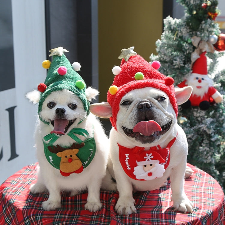 Pet Christmas Hat Saliva Festive Dressing Supplies, Bibs Green, Bibs Red, Green Hat S, Green Hat L, White Hat S, White Hat L, Red Hat S, Red Hat L