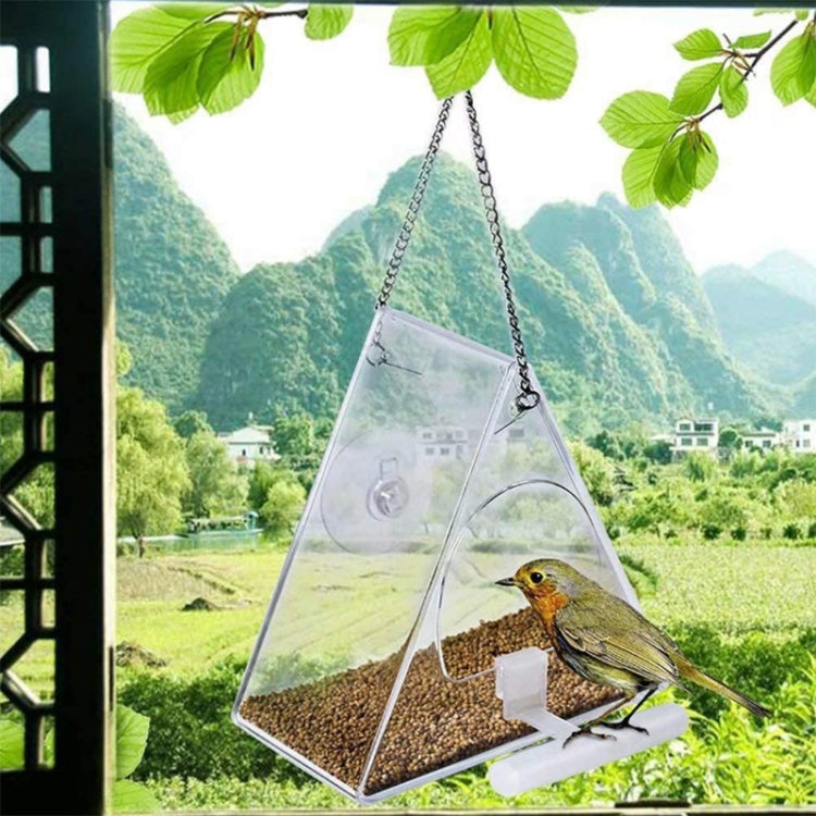 Acrylic Bird Cage Transparent Pet Box Triangle Bird Feeder