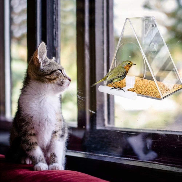 Acrylic Bird Cage Transparent Pet Box Triangle Bird Feeder