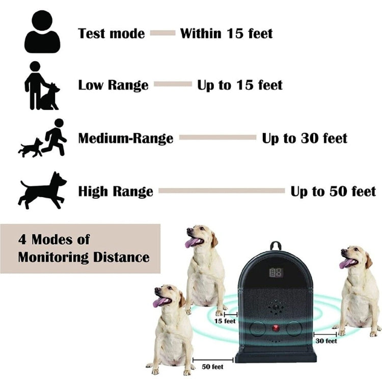 Outdoor Digital Display Adjustable Ultrasonic Bark Stopper Portable Pet Trainer, CSB-21