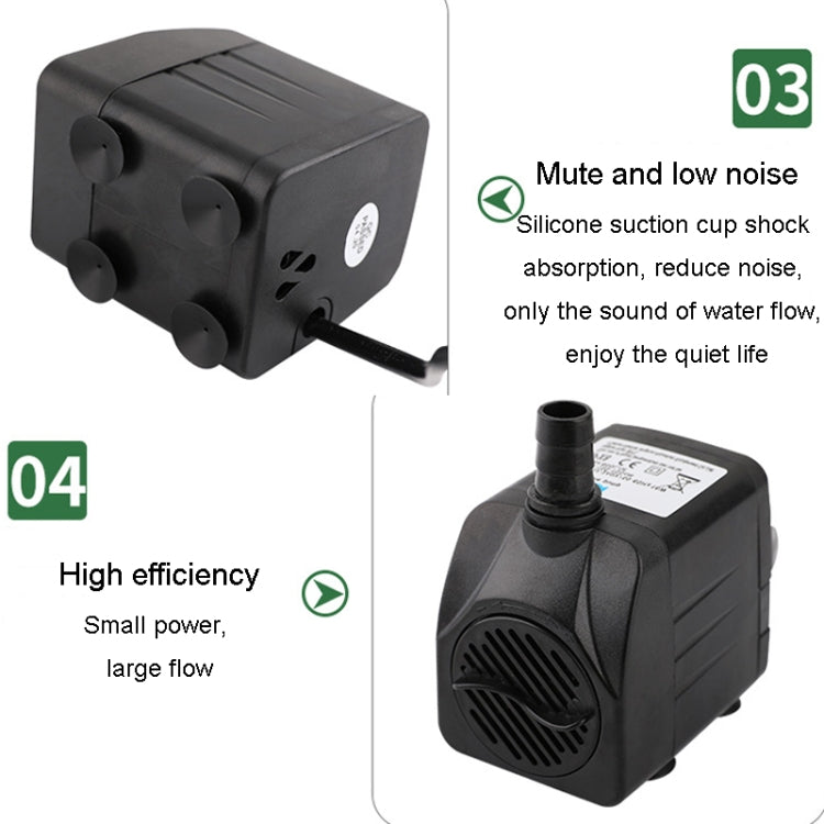 Waterproof LED Light Small Water Pump Fish Tank Fountain Filtration Circulation Submersible Pump EU Plug, JN-500 10W, JN-388 16W