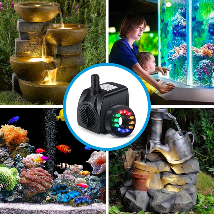 Waterproof LED Light Small Water Pump Fish Tank Fountain Filtration Circulation Submersible Pump EU Plug