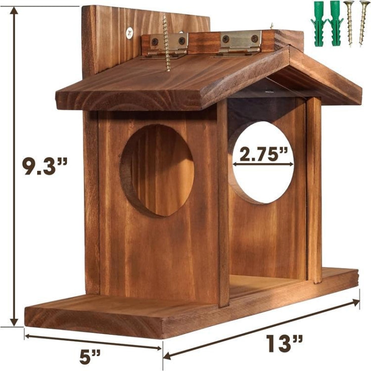 Wood Squirrel Feeder Chipmunk House For Corn, Peanuts