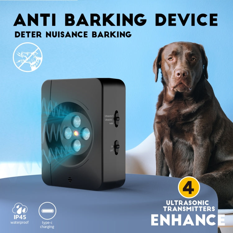 Anti Barking Device for Dogs With 4 Enhanced Ultrasonic Transmitter 3 Adjustable Levels, 4 Head