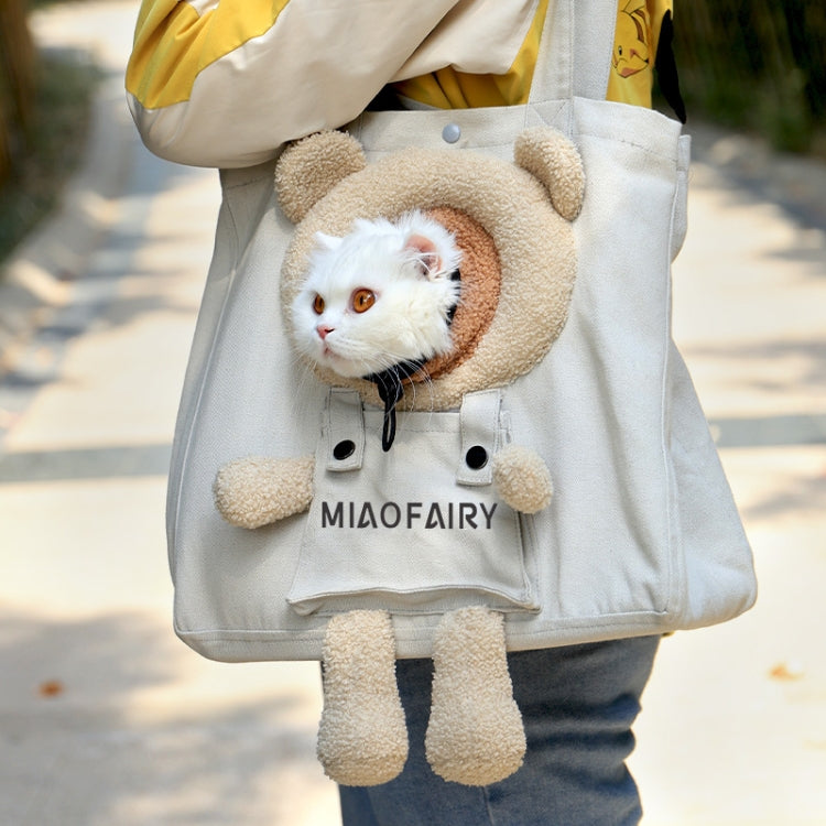 Portable Outing Cat Bag Exposed Shoulder Canvas Bag Small Dog Pet Bag