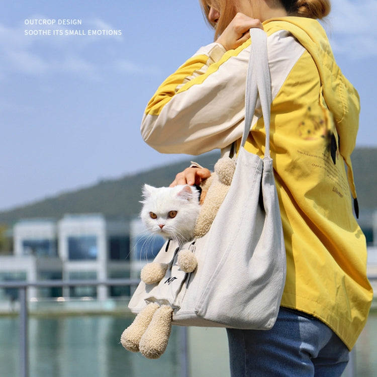 Portable Outing Cat Bag Exposed Shoulder Canvas Bag Small Dog Pet Bag