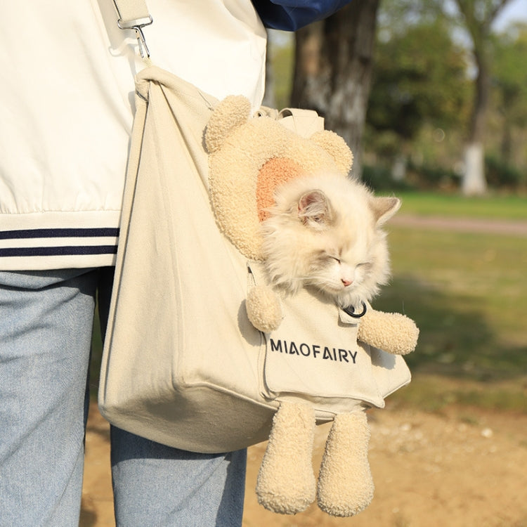 Portable Outing Cat Bag Exposed Shoulder Canvas Bag Small Dog Pet Bag