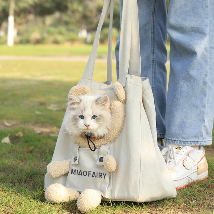 Portable Outing Cat Bag Exposed Shoulder Canvas Bag Small Dog Pet Bag