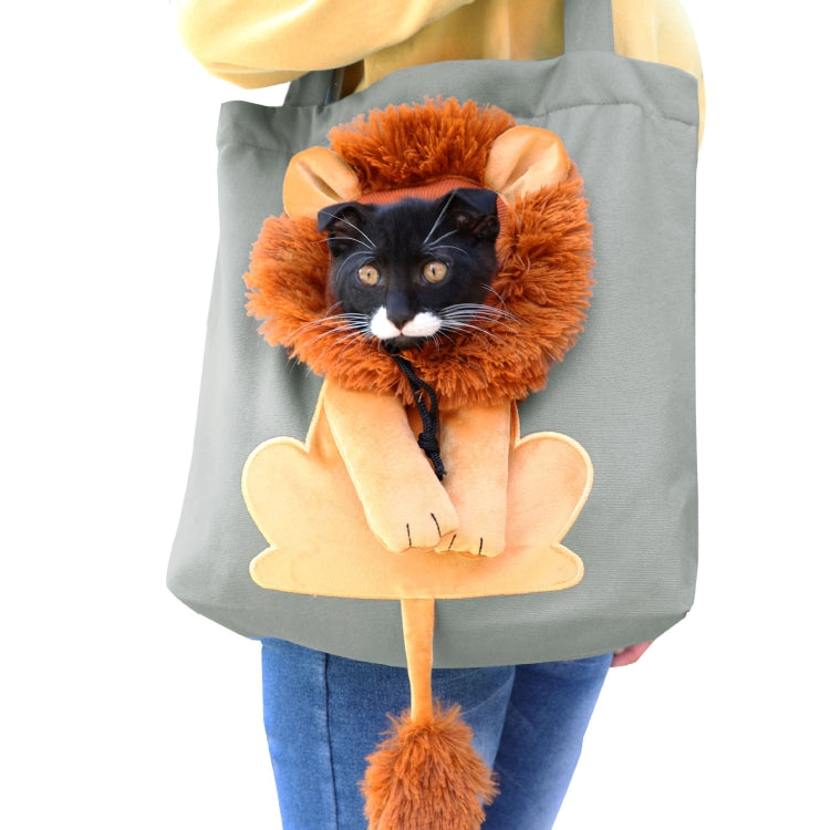 Canvas Expandable Little Lion Shape Cat Bag Small Dog Handbag