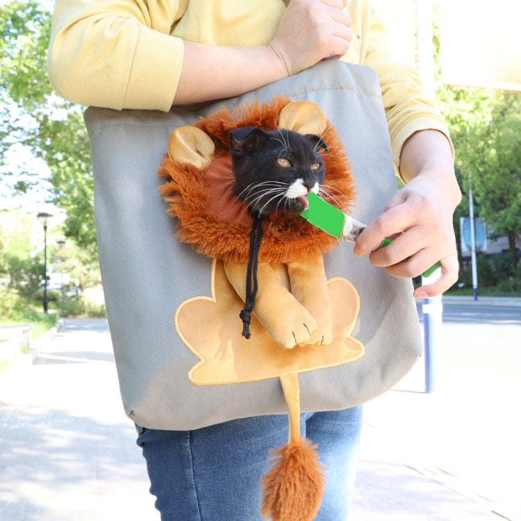 Canvas Expandable Little Lion Shape Cat Bag Small Dog Handbag