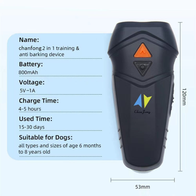 Chanfong Ultrasonic Handheld Dog Repeller Portable Dual Probe High Power Stop Barker