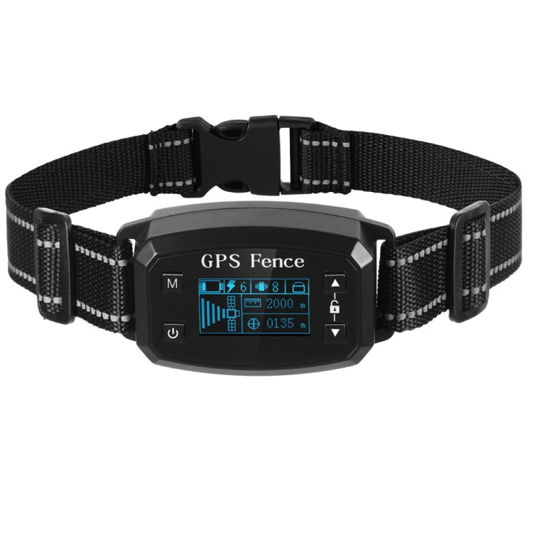 GPS Wireless Electronic Dog Fence Intelligent Automatic Stop Barker OLED Screen Dog Trainer Pet Shock Collar, Black, White