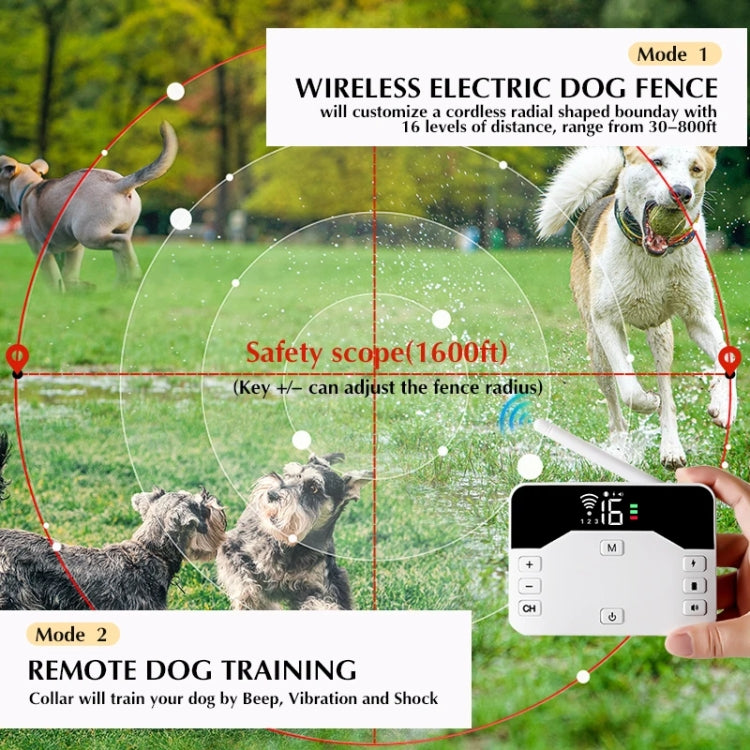 Pet Electronic Fence Wireless Stop Barker Outdoor Dog Collar Remote Control Dog Trainer