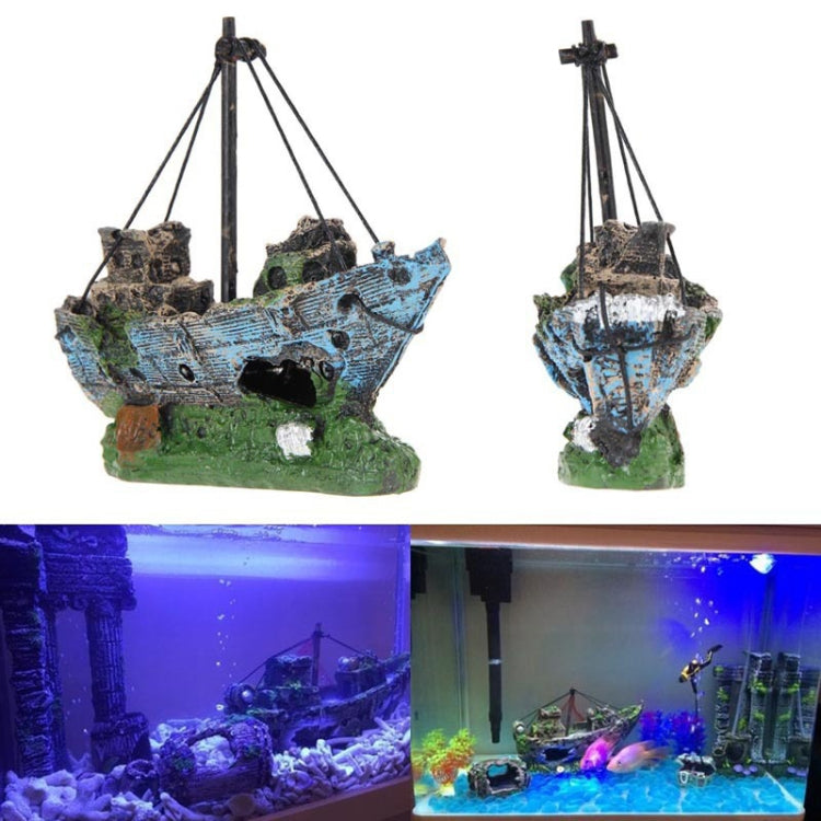 Pirate Ship Rotten Boat Small Net Boat Aquarium Landscaping Fish Tank Glass Cylinder Scene