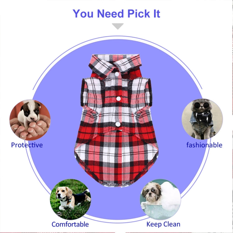 Summer Pet Dog Clothes for Small Dogs Fashion Cotton Cat Dog Plaid Shirt, XS, S, M, L