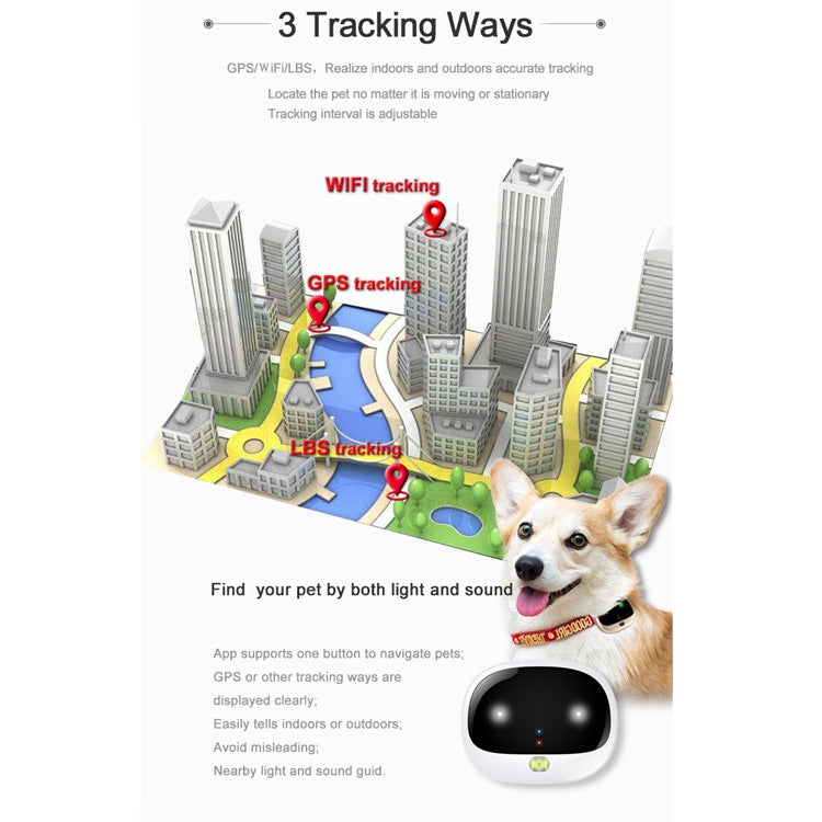 RF-V43 A Style IP67 Waterproof GPS + LBS + WiFi Pet Locator Pet Collar Tracking Device For Asia/Europe/Africa/Australia